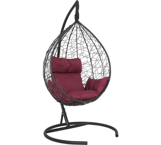 Изображение товара Подвесное кресло-кокон Лаура SEVILLA черный + каркас, подушка бордовая SEV-1-104
