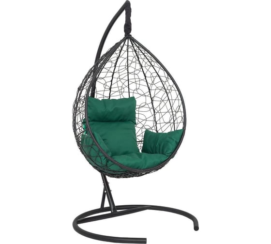 Изображение товара Подвесное кресло-кокон Лаура SEVILLA черный + каркас, подушка зеленая SEV-1-103