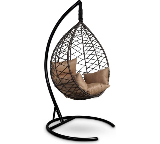 Изображение товара Подвесное кресло-кокон Лаура ALICANTE коричневый + коричневый каркас,подушка бежевая ALI 301