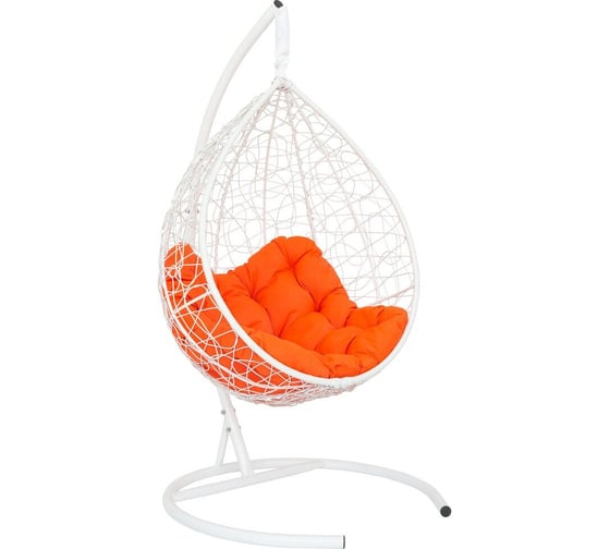 Изображение товара Подвесное кресло-кокон Лаура SEVILLA RELAX белый + каркас, подушка оранжевая SEV-5 213