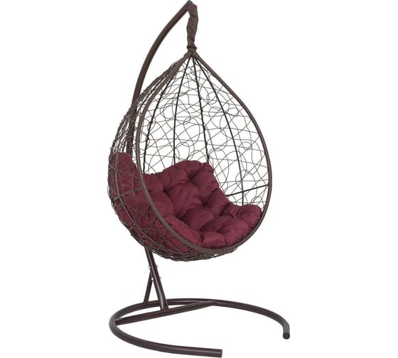 Изображение товара Подвесное кресло-кокон Лаура SEVILLA RELAX коричневый + каркас, подушка бордовая SEV-5 304