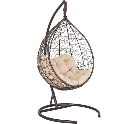 Изображение товара Подвесное кресло-кокон Лаура SEVILLA RELAX коричневый + каркас, подушка бежевая SEV-5 301