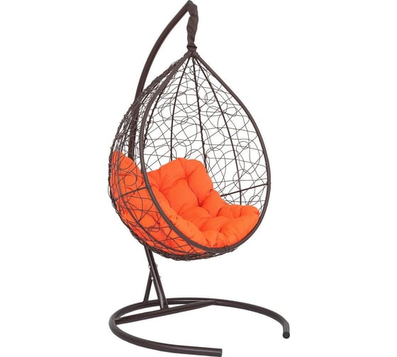 Изображение товара Подвесное кресло-кокон Лаура SEVILLA RELAX коричневый + каркас, подушка оранжевая SEV-5 313