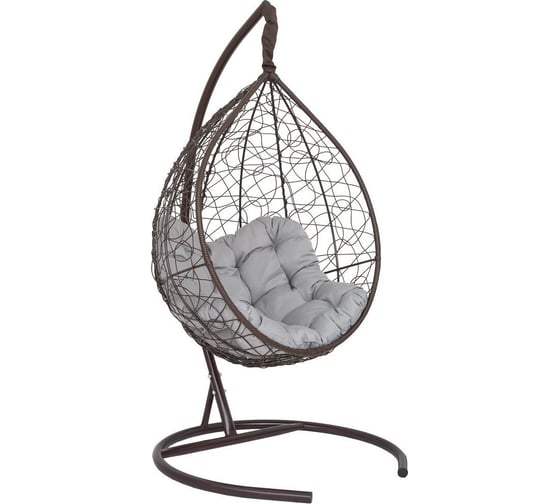 Изображение товара Подвесное кресло-кокон Лаура SEVILLA RELAX коричневый + каркас, подушка светло-серая SEV-5 311