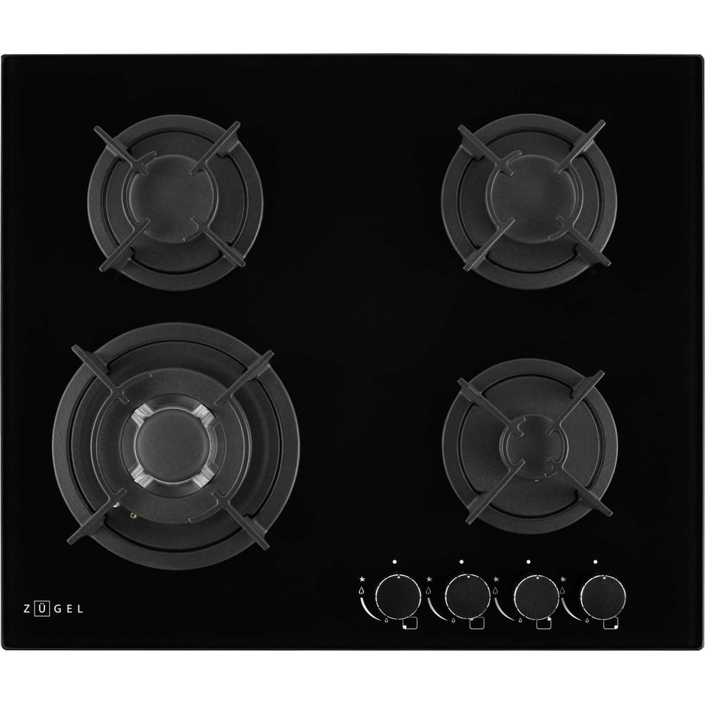 Изображение товара Газовая варочная поверхность ZUGEL ZGH603B с 4 конфорками современный дизайн