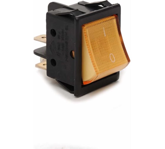 Изображение товара Клавишный выключатель Emas с подсветкой, жёлтая клавиша, 2НО, 250В AC, 16А A14B1S11