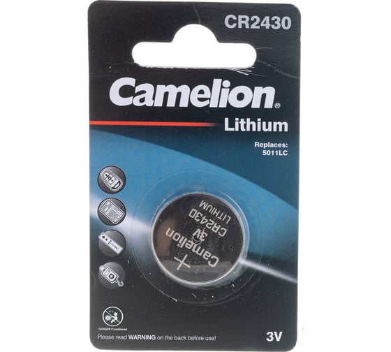 Изображение товара Литиевая батарейка Camelion CR2430 BL-1, 3V 3073