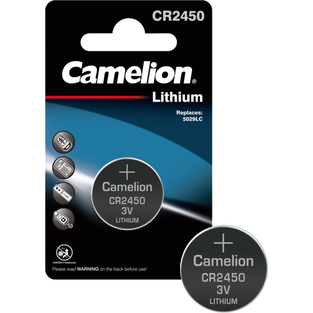 Литиевая батарейка Camelion батарейка литиевая camelion cr2450 bp1 1 шт