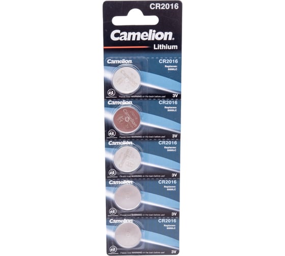 Изображение товара Литиевая батарейка Camelion CR2016 BL-5, 3V 1593