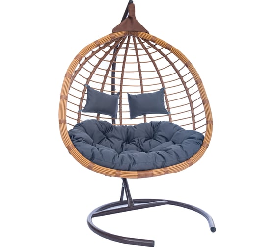 Изображение товара Подвесное кресло-кокон Лаура HASTA горячий шоколад +каркас, подушка темно-серая HST-408