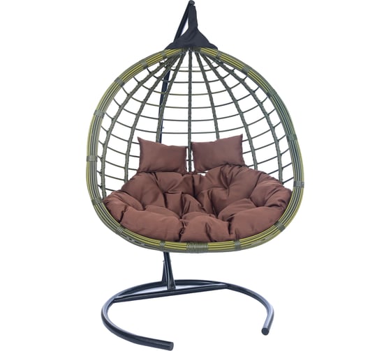 Изображение товара Подвесное двухместное кресло-кокон Лаура HASTA бамбук + каркас, подушка коричневая HST-501