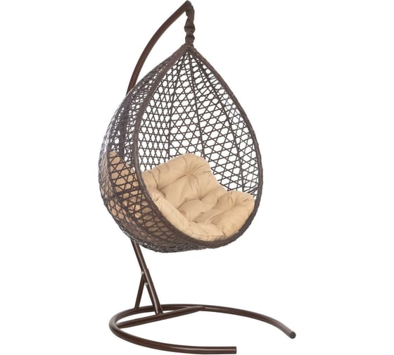Изображение товара Подвесное кресло-кокон Лаура Montblanc коричневый + каркас, подушка бежевая MONB 301