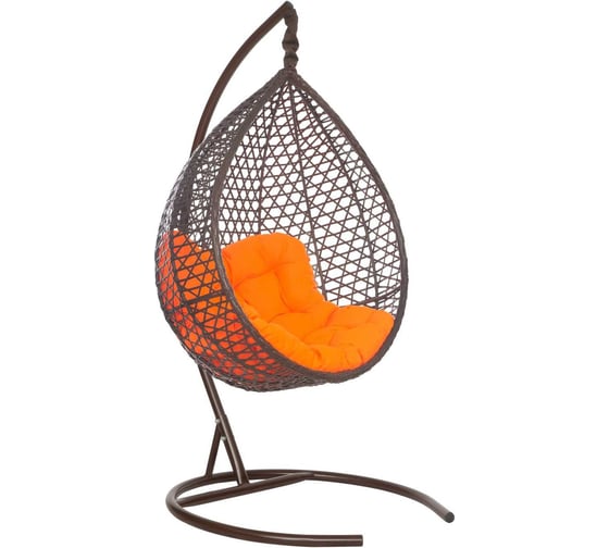 Изображение товара Подвесное кресло-кокон Лаура Montblanc коричневый + каркас, подушка оранжевая MONB 313