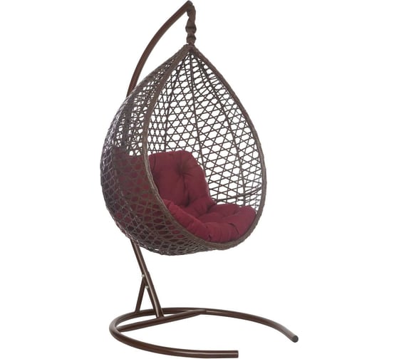 Изображение товара Подвесное кресло-кокон Лаура Montblanc коричневый + каркас, подушка бордовая MONB 304