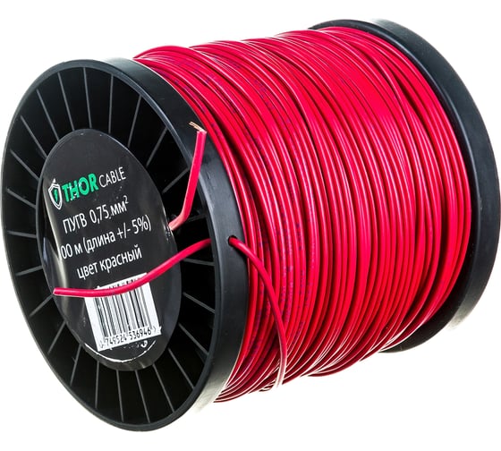 Изображение товара Провод ПУГВ Торкабель 0,75 красный 100м на катушке 0749524536946