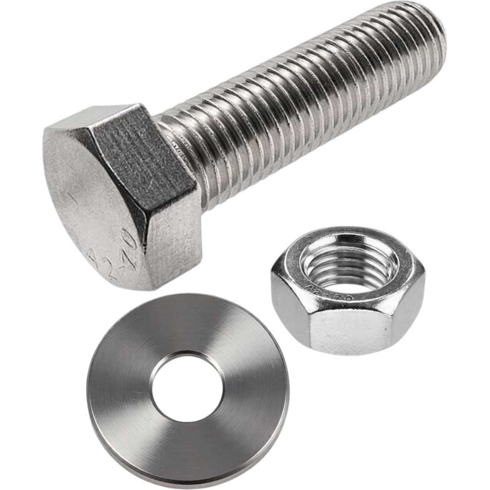 Изображение товара Нержавеющий болт DIN 933 8x30 мм с гайкой и шайбой, нержавейка, 10 шт.