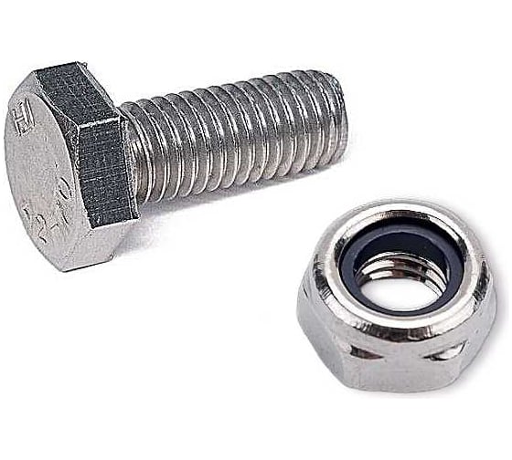 Изображение товара Болт нержавеющий 23 БОЛТА М4x10 мм DIN 933 со стоп гайкой, 10 шт. 11461