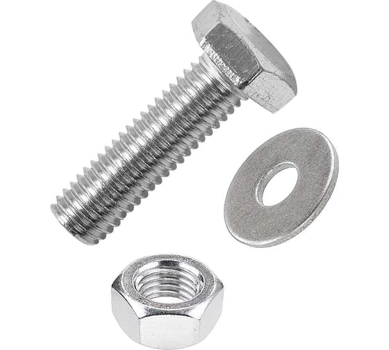 Изображение товара Болт нержавеющий 23 БОЛТА 8x40 мм DIN933 с гайкой и шайбой, 10шт. 33344