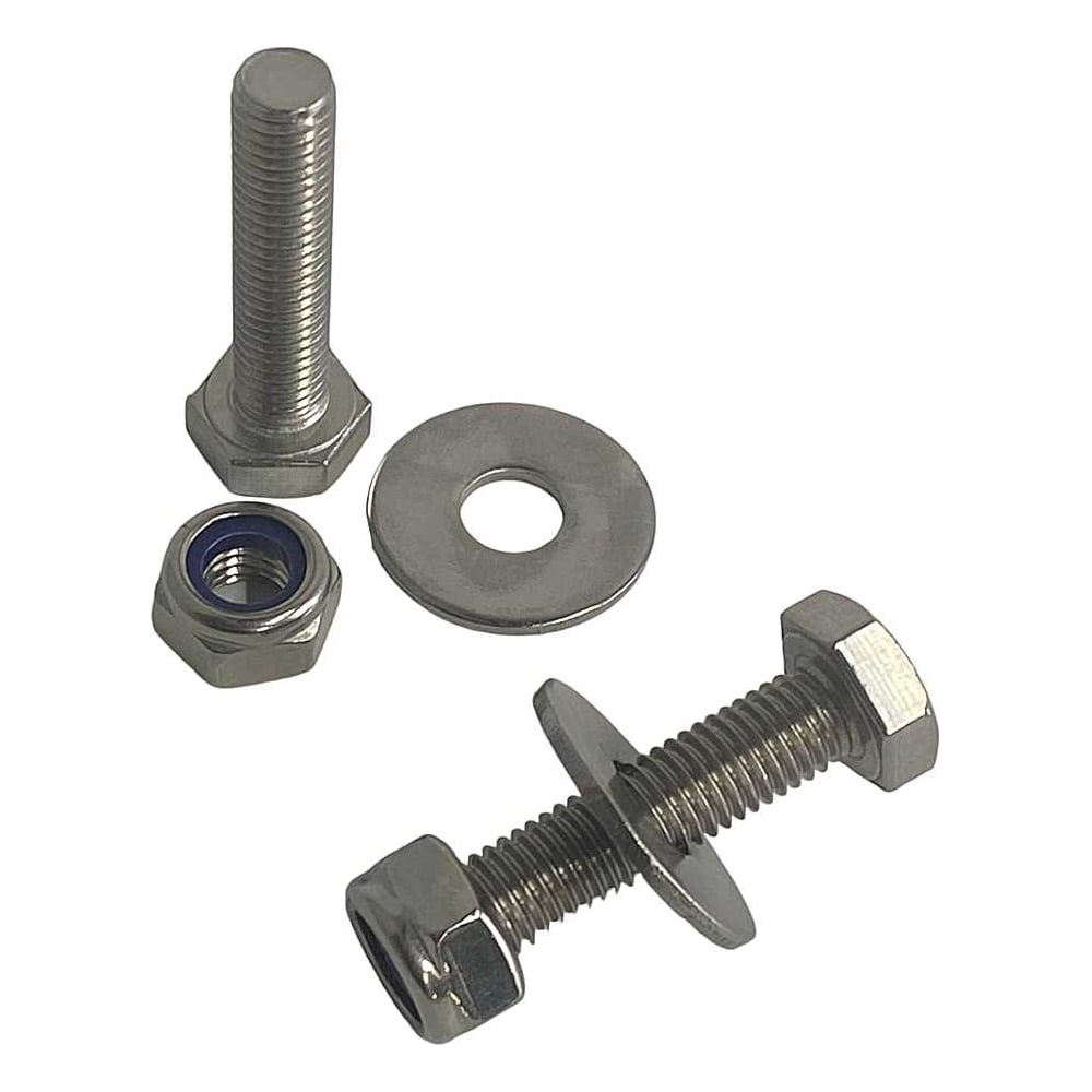Изображение товара Нержавеющий болт 8x35 мм DIN 933 со стоп-гайкой и шайбой, 10 штук