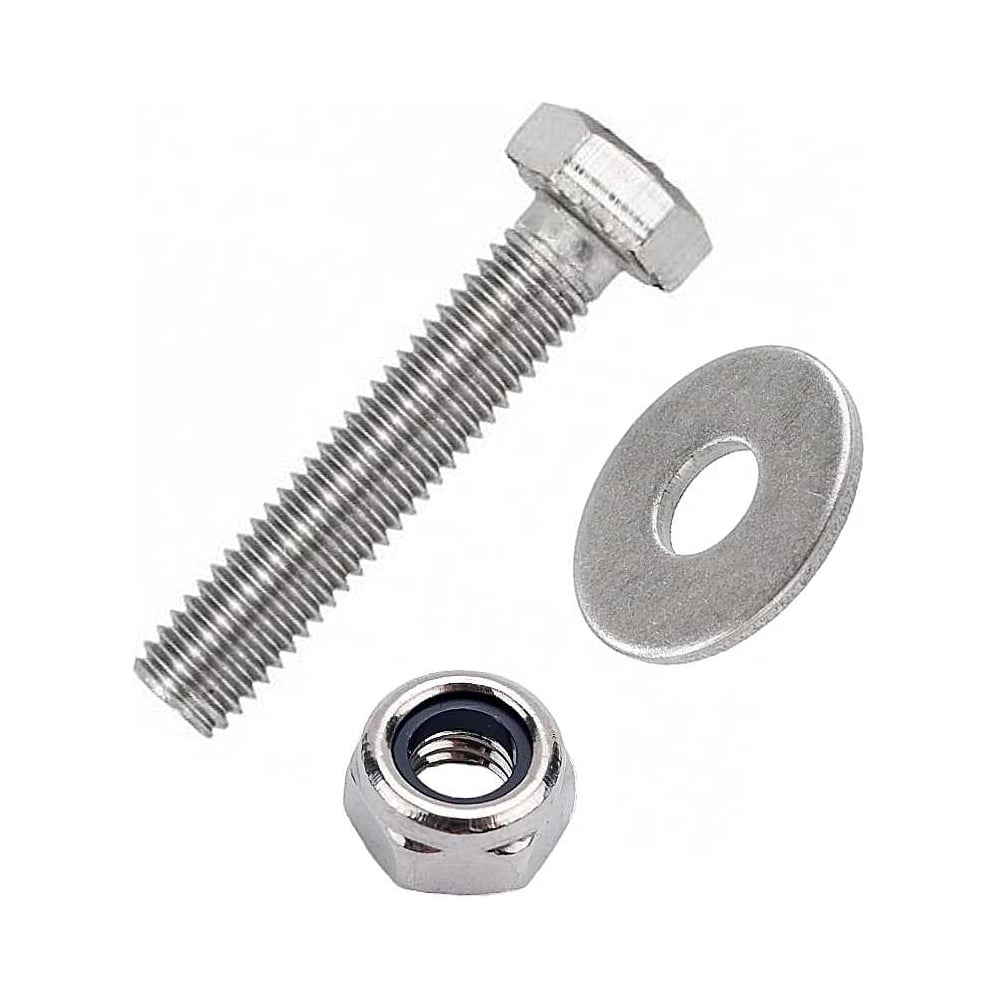 Изображение товара Нержавеющий болт DIN933 8x80 мм с гайкой и шайбой 10 шт