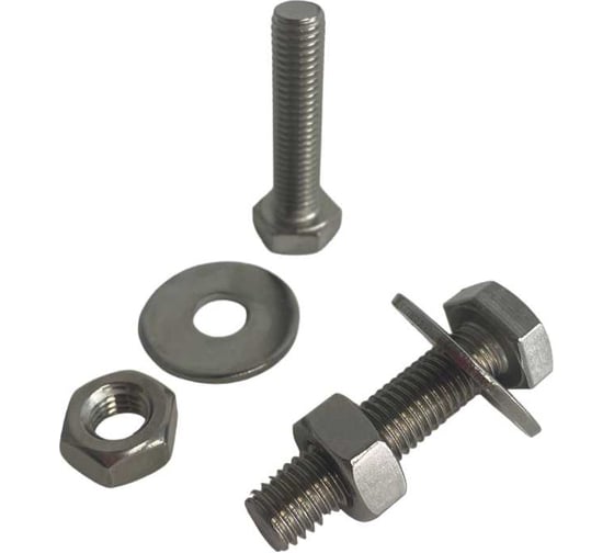 Изображение товара Болт нержавеющий 23 БОЛТА 8x65 мм DIN933 с гайкой и шайбой, 10шт. 33349