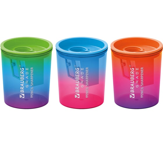 Изображение товара Точилка BRAUBERG GRADE для классических и утолщенных карандашей, 2 отверстия, с контейнером 271998