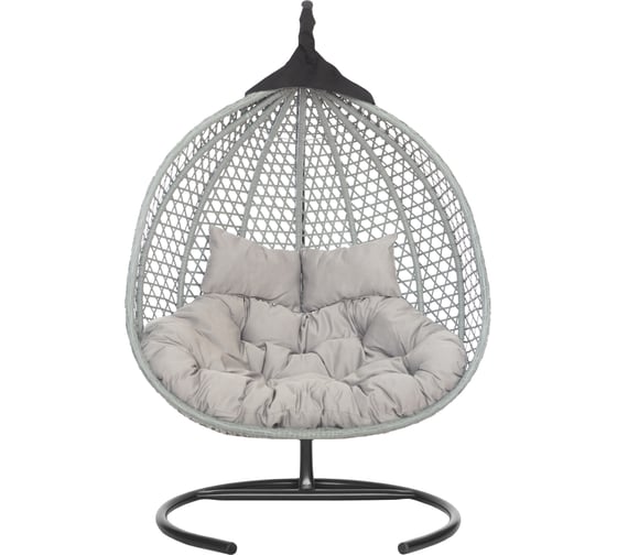 Изображение товара Подвесное двухместное кресло-кокон Лаура ФИДЖИ серый + каркас, подушка светло-серый FID 507/1 №13