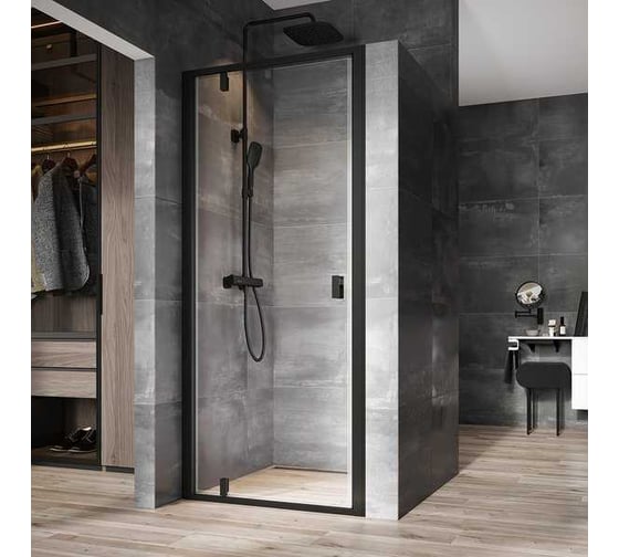 Изображение товара Душевая дверь RAVAK NDOP1-90 черный + Transparent 03O70300Z1