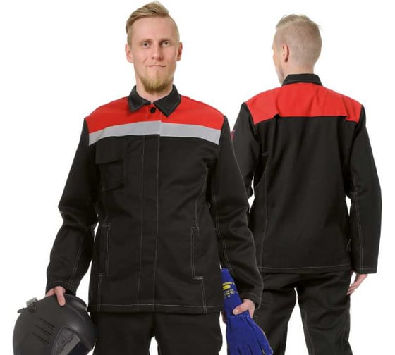 Изображение товара Костюм огнестойкий 1 класс защиты, х/б с ОП пропиткой, черный/красный, 44-46/170-176 Прабо 3997