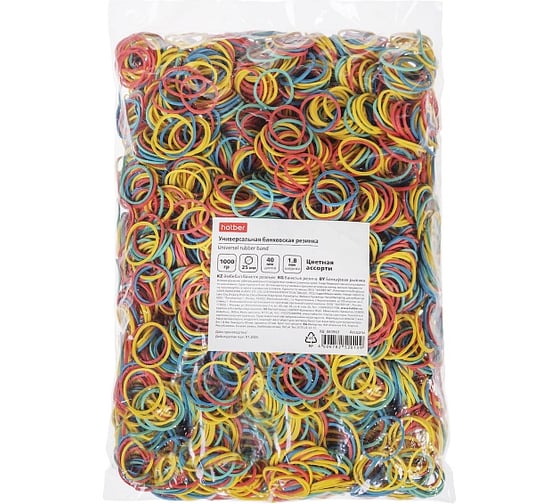 Изображение товара Резинка банковская HATBER цветная диаметр 25 мм, длина 40 мм 083963