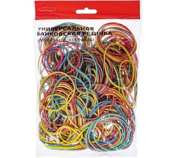 Изображение товара Резинка банковская HATBER цветная диаметр 50 мм, длина 80 мм 083971
