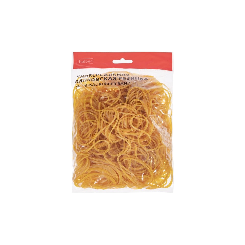 Изображение товара Резинка банковская HATBER натуральная диаметр 38 мм 60 мм 100 шт