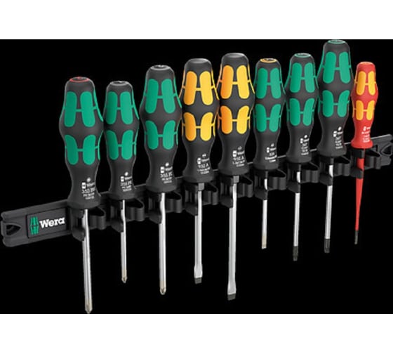 Изображение товара Магнитный держатель и набор отвёрток WERA 9650 Kraftform 9 предметов WE-051012