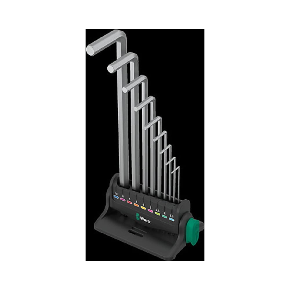 Изображение товара Набор Г-образных ключей WERA 950/9 Hex-Plus 8 метрические размеры, с хромированным корпусом, 9 пр. WE-022102