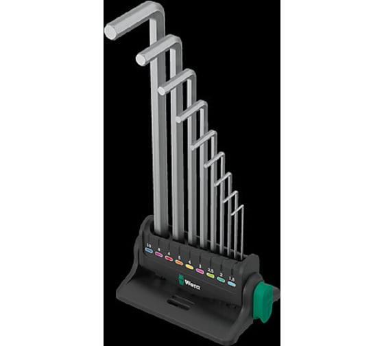 Изображение товара Набор Г-образных ключей WERA 950/9 Hex-Plus 8 метрические размеры, с хромированным корпусом, 9 пр. WE-022102