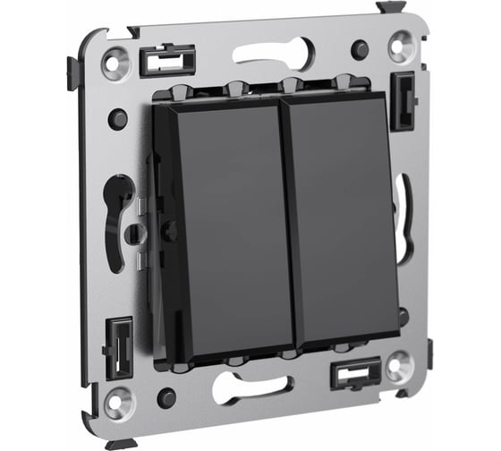 Изображение товара Двухклавишный выключатель DKC, Avanti, черный квадрат, в стену 4402104