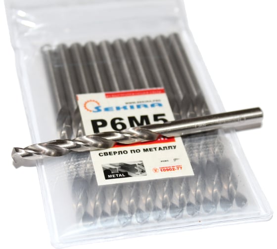 Изображение товара Сверло по металлу (10 шт; 6х57х93 мм; ц/х; Р6М5; А) Sekira 00-00007211
