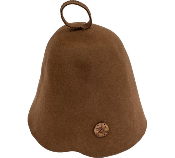 Изображение товара Бесшовная коричневая шапка с вышитым логотипом Банные Штучки войлок 100% 41415