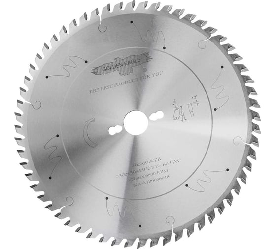 Изображение товара Пила дисковая HW пазовая 300x30x4.0/2.8 мм, Z60, WZ, KDT Golden Eagle TL26075