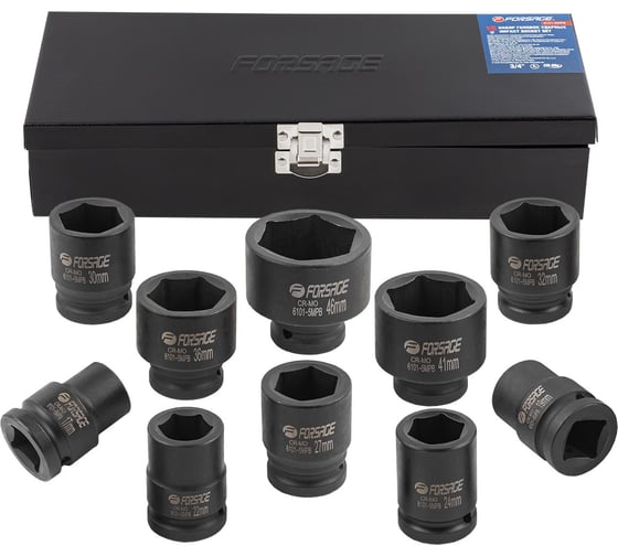 Изображение товара Набор головок ударных 3/4", 10 предметов, 6 гр., в кейсе Forsage F-6101-5MPB(16247)