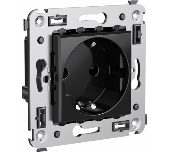 Изображение товара Розетка DKC, Avanti, черный квадрат, с защитными шторками, в стену, 2PE 4402003