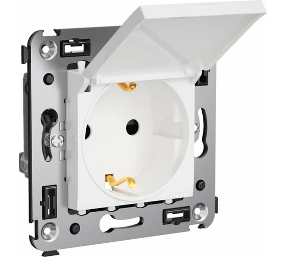 Изображение товара Розетка с крышкой DKC, Avanti, Белое облако, в стену, 2PE 4400013