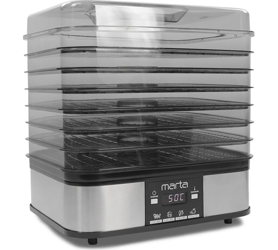 Изображение товара Сушилка для овощей и фруктов MARTA MT-FD1887B 12 поддонов: 7+3 для ягод+2 для пастилы, черный жемчуг 37684