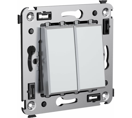 Изображение товара Двухклавишный выключатель в стену DKC, Avanti, закаленная сталь 4404104