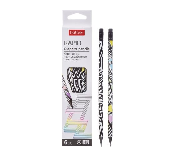 Изображение товара Набор чернографитных карандашей HATBER круглый корпус, 6 шт., RAPID 079542