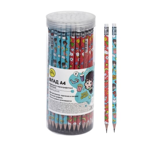 Изображение товара Чернографитный карандаш HATBER -Влад А4- круглый корпус, 72 шт. 083461