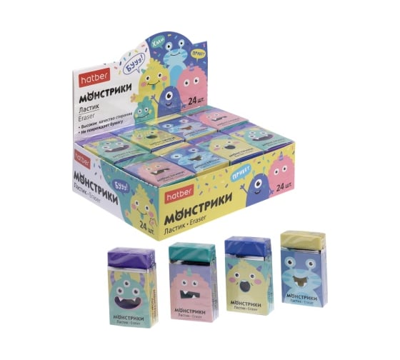 Изображение товара Ластик HATBER Монстрики 24 шт. 085065