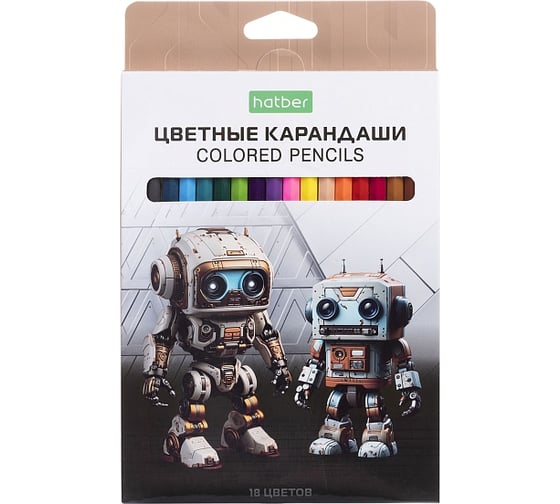 Изображение товара Карандаши цветные HATBER ECO 18 цветов Робо заточенные 084396