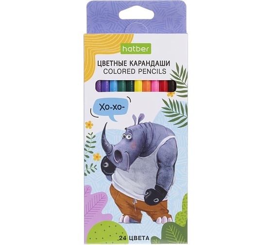 Изображение товара Карандаши цветные HATBER ECO 24 цвета ZOO заточенные 084393