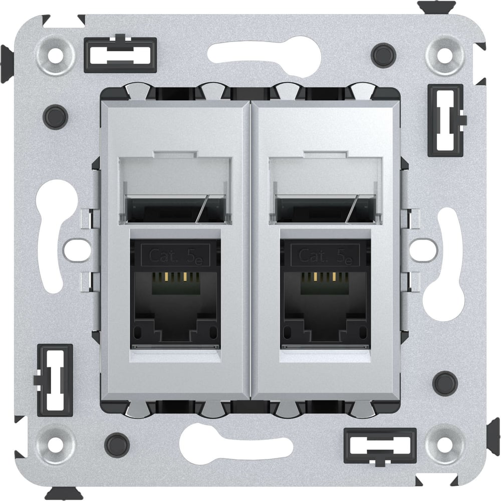 фото Двойная компьютерная розетка dkc, avanti, rj45, в стену, категория 5e, закаленная сталь 4404464